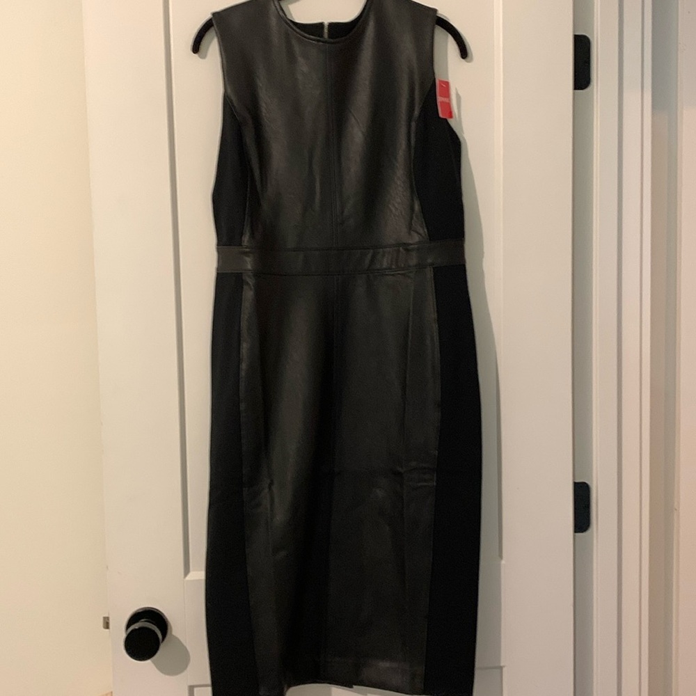 SPANX Leather-Like Combo Fitted Dress Size Large